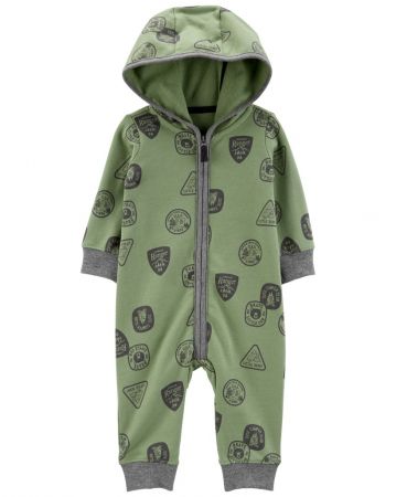 CARTERS CARTER'S Overal bez nožiček s kapucí GreenGrey chlapec 9m