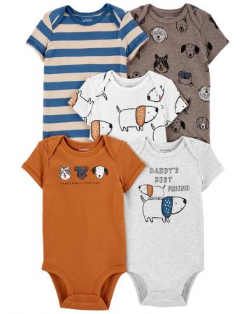 CARTERS CARTER'S Body krátký rukáv Multicolor Dog chlapec 5ks 3m