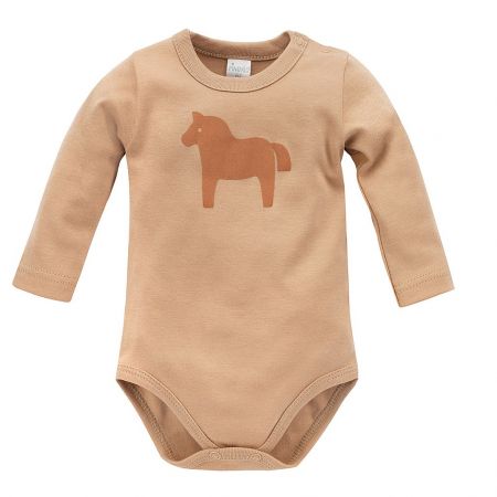 PINOKIO PINOKIO Body dlouhý rukáv Wooden Pony z organické bavlny brown vel. 68