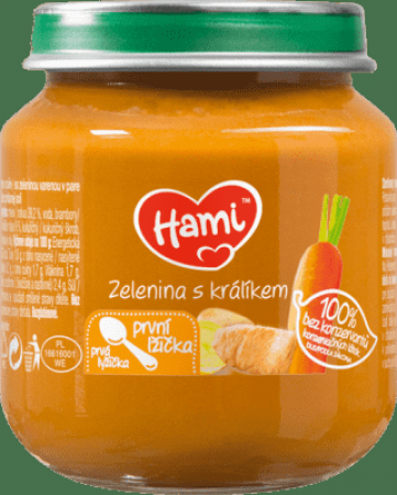 HAMI HAMI Zelenina s králíkem (125 g) - maso-zeleninový příkrm