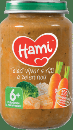 HAMI HAMI Telecí vývar s rýží a zeleninou (200 g) - masozeleninový příkrm