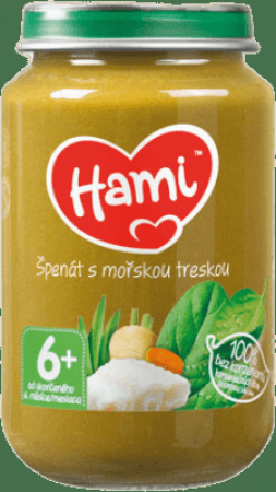 HAMI HAMI Špenát s mořskou treskou (200 g) - masozeleninový příkrm