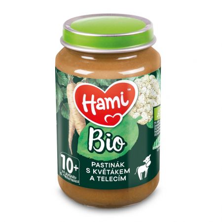 HAMI HAMI Příkrm masozeleninový Pastinák s květákem a telecím BIO 190 g, 10m+
