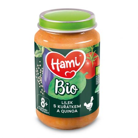 HAMI HAMI Příkrm masozeleninový Lilek s kuřátkem a quinoa BIO 190 g, 8m+