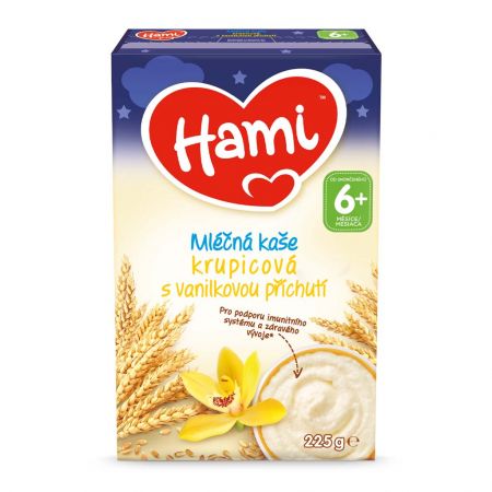 HAMI HAMI Kaše mléčná krupicová vanilková na dobrou noc 225 g, 6m+