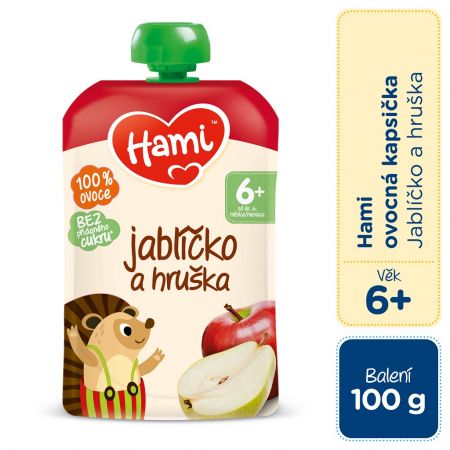 HAMI HAMI Kapsička ovocná Jablíčko a hruška 100 g, 6m+