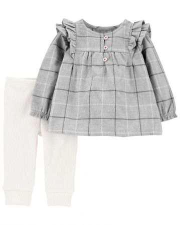 CARTERS CARTER'S Set 2dílný tunika, legíny Ruffle Grey holka 24m