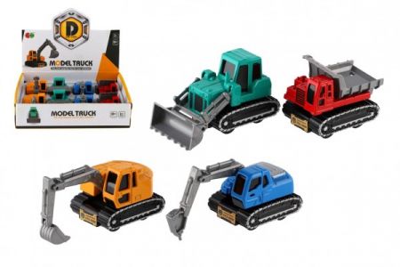 Teddies Auto stavební mini kov/plast 6-9cm na zpětné natažení 4 druhy 8ks v boxu