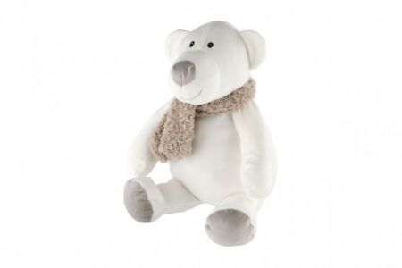 Teddies Medvěd sedící se šálou plyš 35cm v sáčku 0+