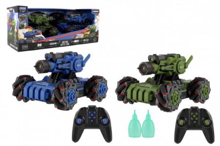 Teddies Tank RC 2ks plast 21cm tanková bitva 2,4GHz vypouštějící páru na bat. se světlem v krab. 57x24x24cm