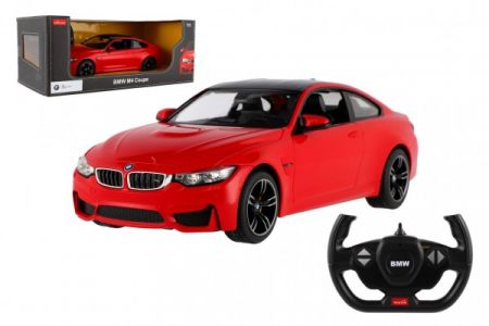Teddies Auto RC BMW M4 Coupe červené plast 32cm 2,4GHz na dálk. ovládání na baterie v krabici 44x18x23cm