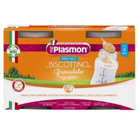PLASMON PLASMON Moje první sušenky bezlepkové granulované do lahvičky 2x374 g, 4m+