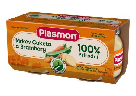 PLASMON PLASMON Příkrm bezlepkový zeleninový s mrkví, bramborami a cuketou 2x80 g, 4m+