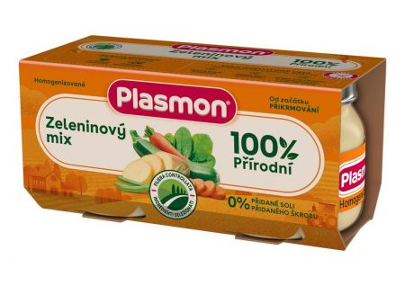 PLASMON PLASMON Příkrm bezlepkový zeleninový mix 2x80 g, 4m+