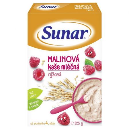 SUNAR SUNAR Kaše mléčná rýžová malinová 225 g