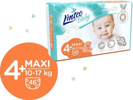 LINTEOBABY LINTEO BABY Premium Pleny jednorázové 4+ MAXI+ (10-17 kg) 184 ks