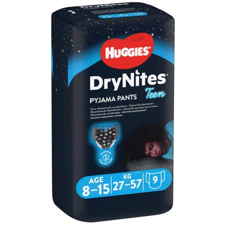 HUGGIES HUGGIES DryNites Kalhotky plenkové jednorázové pro chlapce 8-15 let (27-57 kg) 9 ks