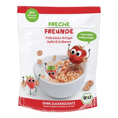 FRECHEFREUN FRECHE FREUNDE BIO Cereálie křupavá kolečka Jablko a jahoda 125 g, 12m+