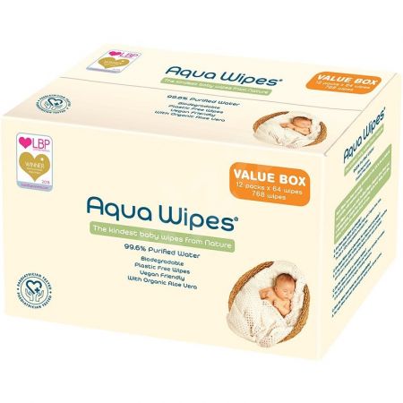AQUA WIPES 12x AQUA WIPES EKO Ubrousky dětské vlhčené, 64 ks