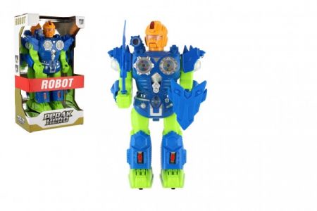 Dromader Robot bojovník chodící plast 30cm na baterie se světlem se zvukem v krabici 20x35x12cm