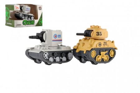 Teddies Tank plast 7cm na zpětné natažení 2 barvy v krabičce 11x7x6,5cm