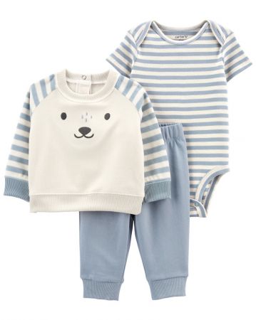 CARTERS CARTER'S Set 3dílný mikina, tepláky, body kr. rukáv Blue Bear chlapec 24m