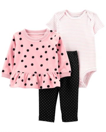CARTERS CARTER'S Set 3dílný mikina, legíny, body kr. rukáv Pink Black dívka 24m