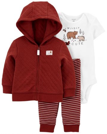 CARTERS CARTER'S Set 3dílný body kr. rukáv, tepláky, mikina Burgundy chlapec LBB 6m