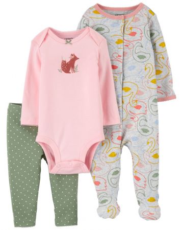CARTERS CARTER'S Set 3dílný body dl. rukáv, legíny, overal Fox & Gooses dívka 6m