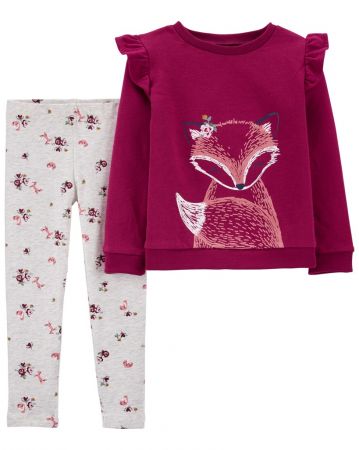 CARTERS CARTER'S Set 2dílný mikina, legíny Purple Fox dívka 18m