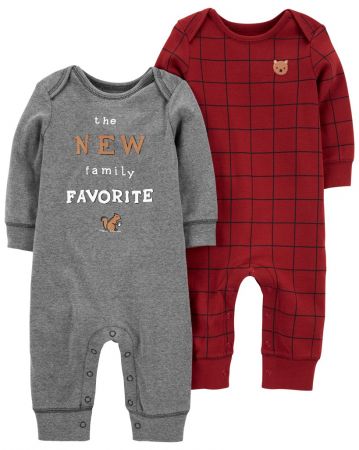 CARTERS CARTER'S Overal bez nožiček Red Grey chlapec LBB 2ks 9m