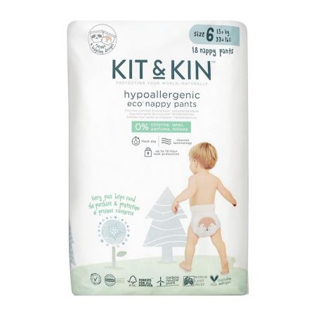 KIT & KIN KIT & KIN Kalhotky plenkové jednorázové eko 6 (15 kg+) 18 ks