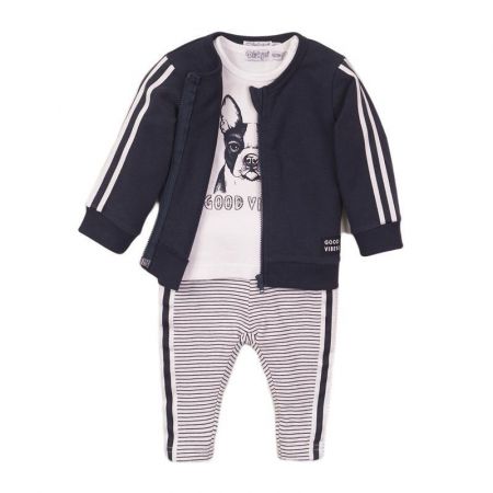 DIRKJE DIRKJE Set 3dílný dl. kalhoty 86 Navy+White+Stripe