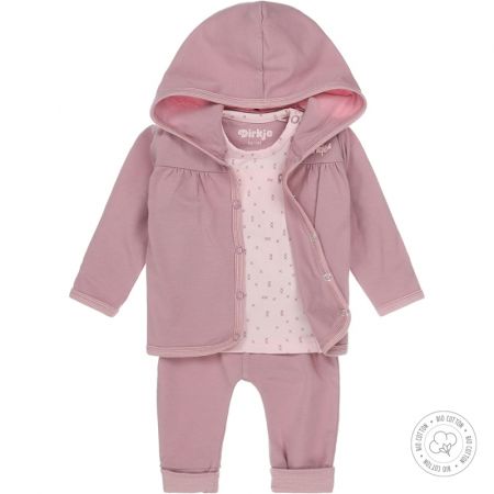 DIRKJE DIRKJE Set 3.d mikina + tričko + kalhoty BIO bavlna Růžový dívka 62