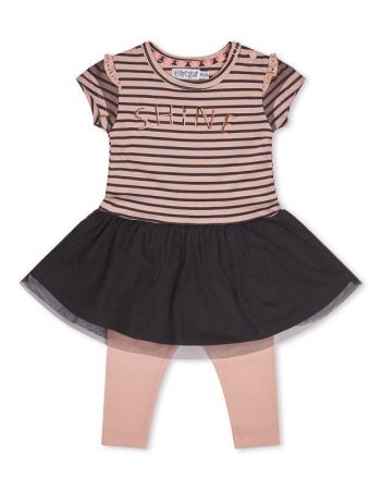 DIRKJE DIRKJE Set 2dílný šaty 80 Smokey Pink+Smokey Grey