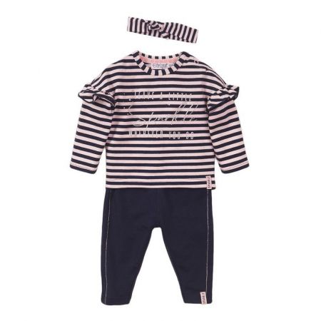DIRKJE DIRKJE Set 2dílný s čelenkou 80 Light Pink+Navy