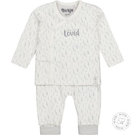 DIRKJE DIRKJE Set 2.d tričko dl. rukáv + kalhoty BIO bavlna Bílý neutrál 62