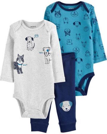 CARTERS CARTER'S Set 3dílný body dlouhý rukáv 2 ks, kalhoty Dog chlapec LBB NB/ vel. 56
