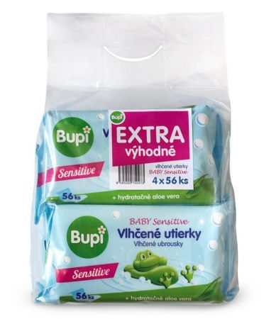 BUPI BUPI Baby Vlhčené utěrky Sensitive 4 pack 4x56 ks - Economy pack