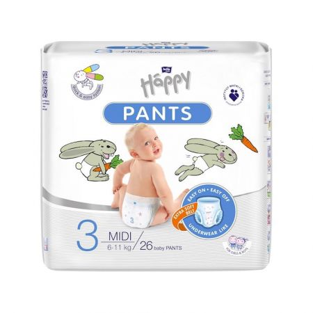 BELLAHAPPY BELLA HAPPY Pants Kalhotky plenkové jednorázové 3 Midi (6-11 kg) 26 ks