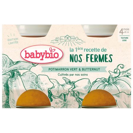 BABYBIO BABYBIO Zelená a máslová dýně z naší vlastní ekofarmy 2x130 g