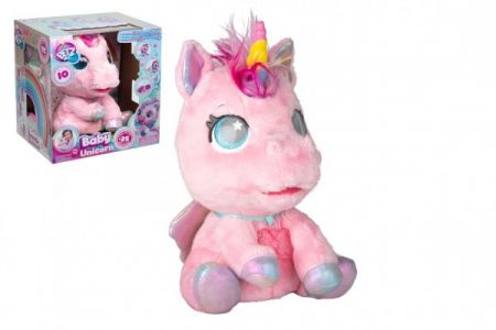 TM Toys Můj interaktivní jednorožec plyš 25cm růžový na baterie se zvukem v krabici 26x29,5x19cm 18m+