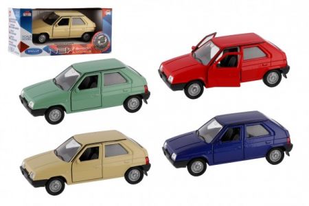 Dromader Auto Welly Škoda Favorit kov/plast 11cm 1:34 na volný chod 4 barvy v krabičce 15x7x7cm