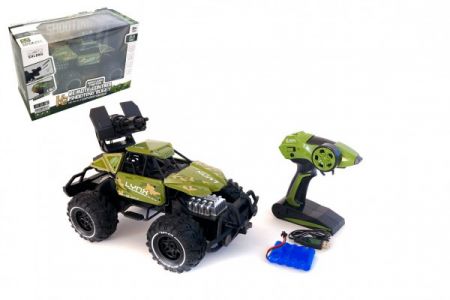 Teddies Auto RC buggy vojenské 35cm plast 2,4GHz + dobíjecí pack v krabici 45x31x22cm