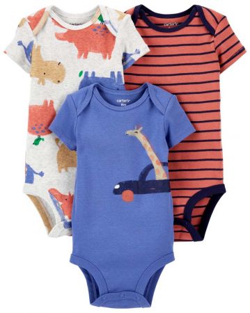 CARTERS CARTER'S Body krátký rukáv Brownblue chlapec LBB 3ks 3m/ vel. 62