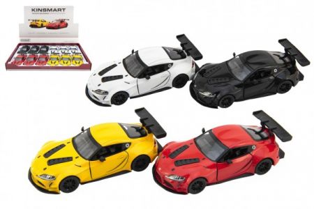 Teddies Auto Kinsmart Toyota GR Supra Racing Concept kov/plast 12,5cm 4 barvy na zpětné natažení 12ks v boxu