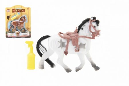 Teddies Kůň fliška 16cm se sedlem s doplňkem 3 barvy na kartě