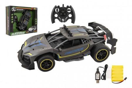 Teddies Auto RC Sport antracit vypouštějící páru 33cm plast 2,4GHz na bat.+dobíjecí pack v krabici 43x36x13