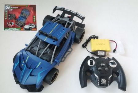 Teddies Auto RC Sport modré vypouštějící páru plast 30cm 2,4GHz na bat. + dobíjecí pack v krabici 43x35x12cm