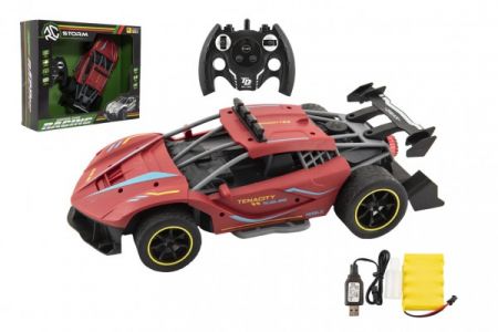 Teddies Auto RC Sport červené 33cm plast 2,4GHz na baterie + dobíjecí pack v krabici 43x36x13cm